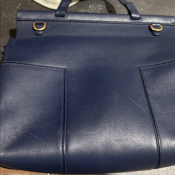 Elegant Navy Blue Tory Burch Studded Handbag - Picture 3 of 5